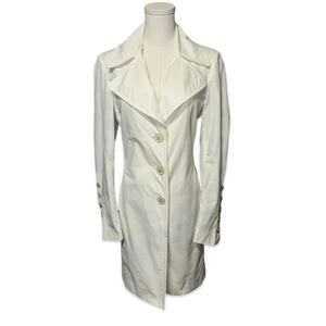 Tahari Stylish Ivory Trench Coat Sz M-L